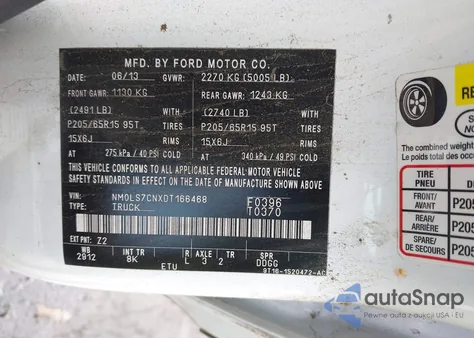 2013 Ford Transit Connect Xl z USA, uszkodzony, nr VIN NM0LS7CNSDT166468